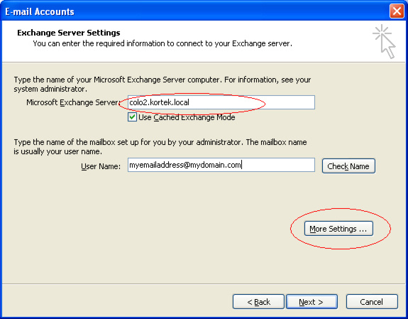 Exchange Server Settings